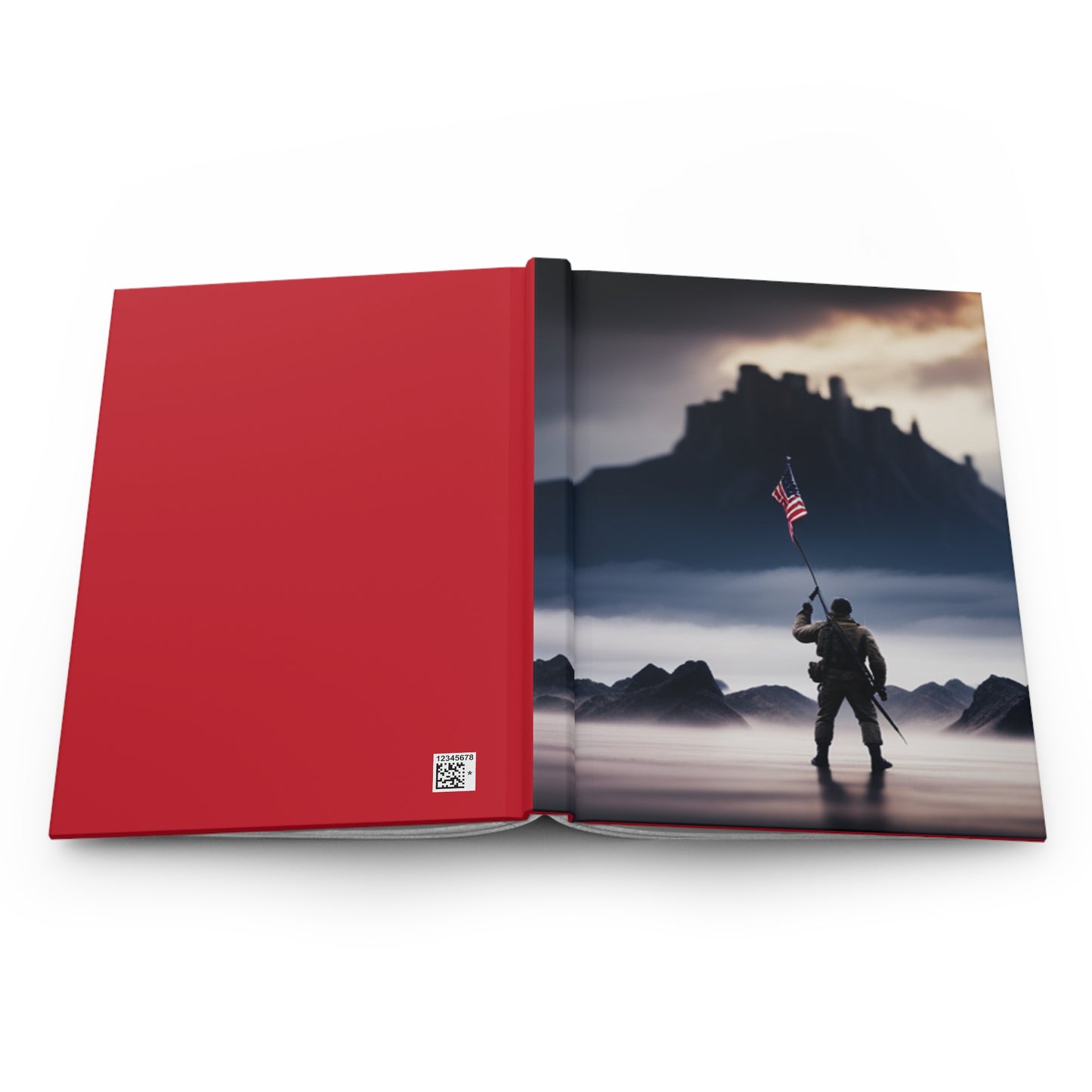Service Member On Beach with Flag, Hardcover Journal Matte
