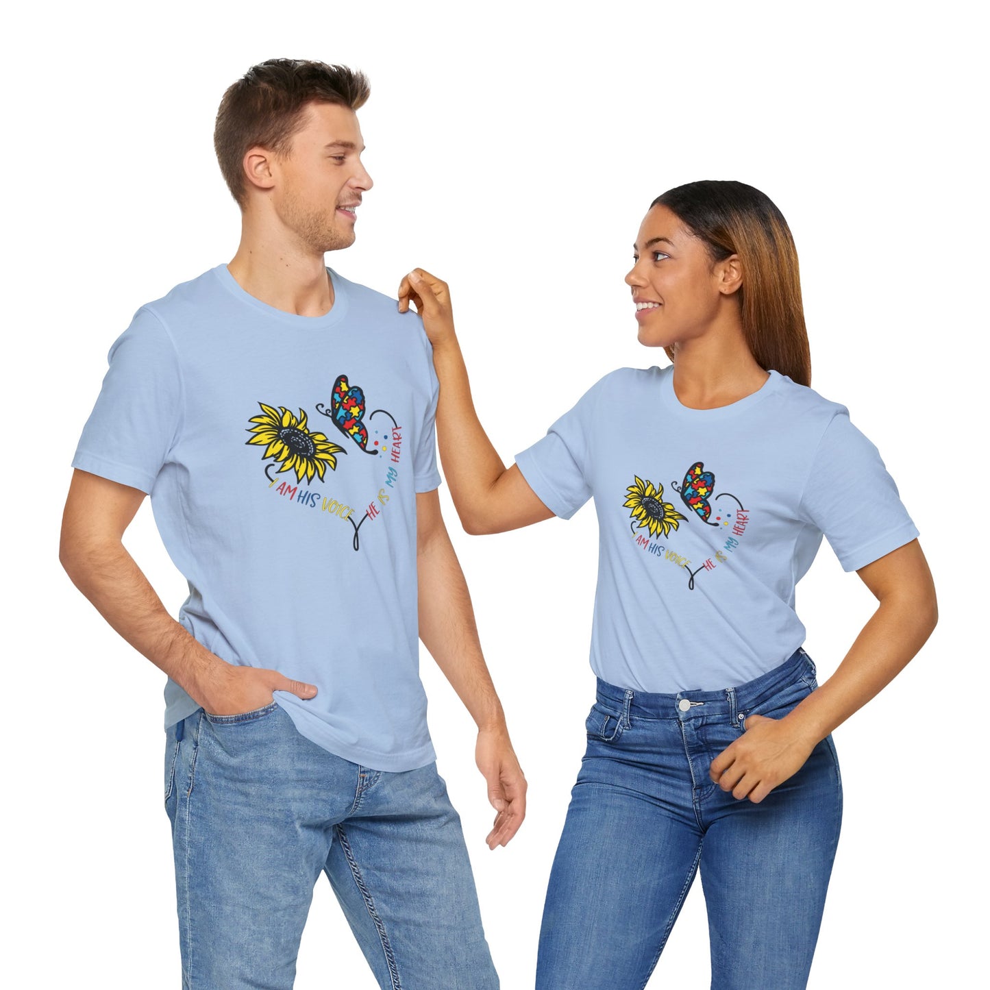 I Am His Voice, He Is My Heart Autism Shirt, Jersey Short Sleeve Tee