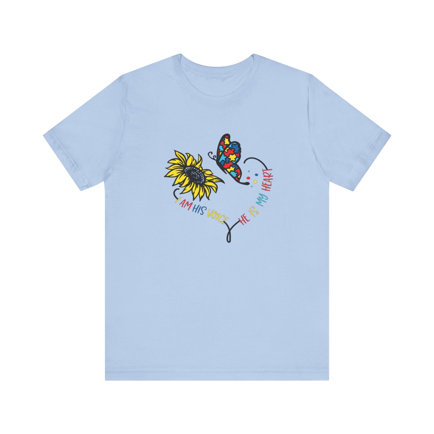 I Am His Voice, He Is My Heart Autism Shirt, Jersey Short Sleeve Tee