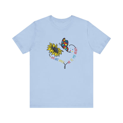 I Am His Voice, He Is My Heart Autism Shirt, Jersey Short Sleeve Tee