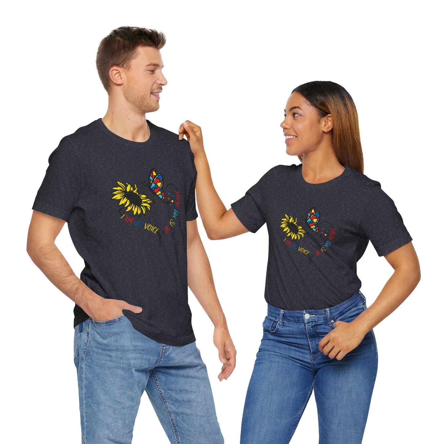 I Am His Voice, He Is My Heart Autism Shirt, Jersey Short Sleeve Tee