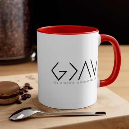 God is Greater Than Highs and Lows, Accent Coffee Mug, 11oz