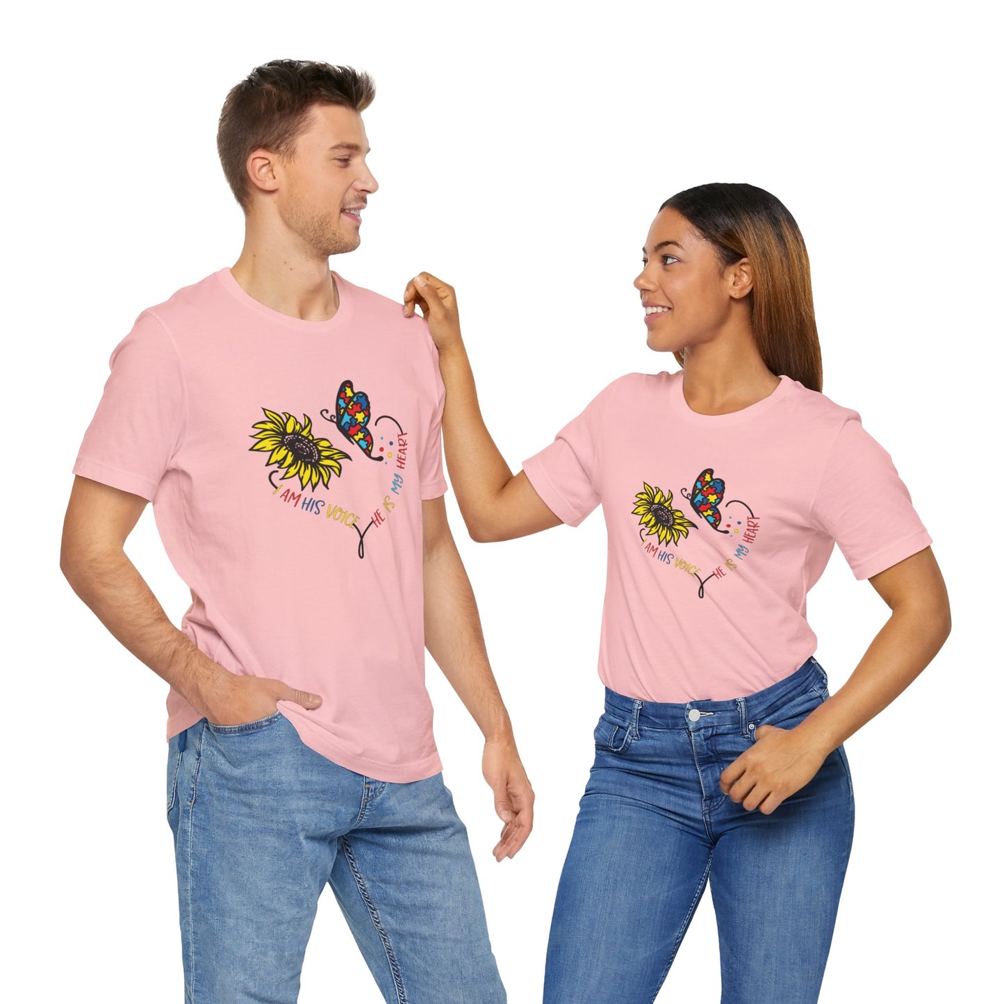 I Am His Voice, He Is My Heart Autism Shirt, Jersey Short Sleeve Tee