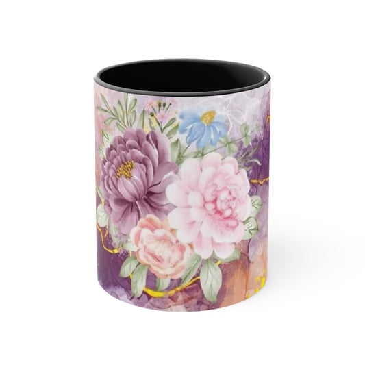 Purple and Pink Electric Flowers, Accent Coffee Mug, 11oz