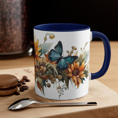 Butterflies and Sunflowers, Accent Coffee Mug, 11oz