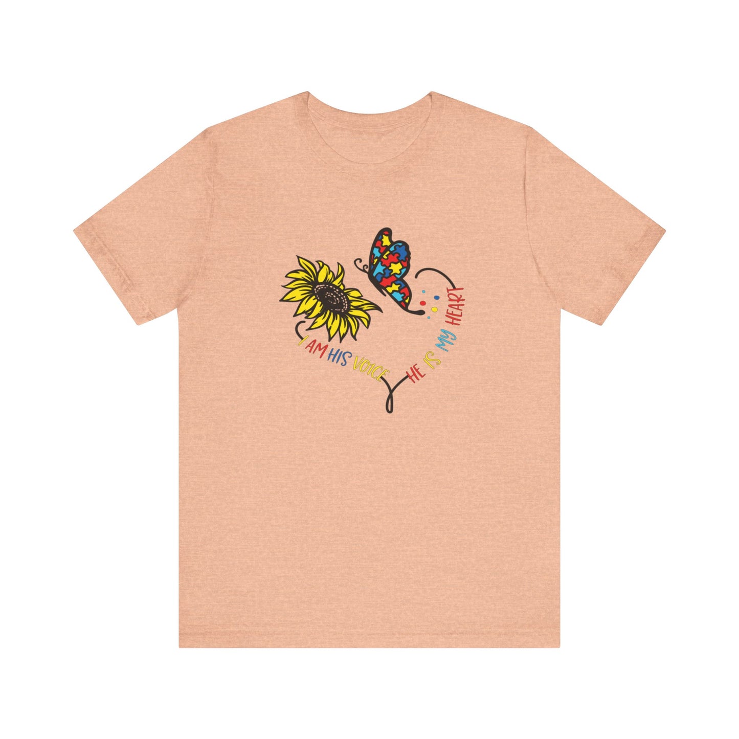 I Am His Voice, He Is My Heart Autism Shirt, Jersey Short Sleeve Tee