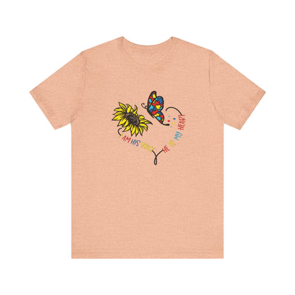 I Am His Voice, He Is My Heart Autism Shirt, Jersey Short Sleeve Tee