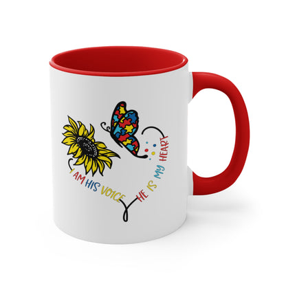 I Am His Voice, He Is My Heart,  Accent Coffee Mug, 11oz