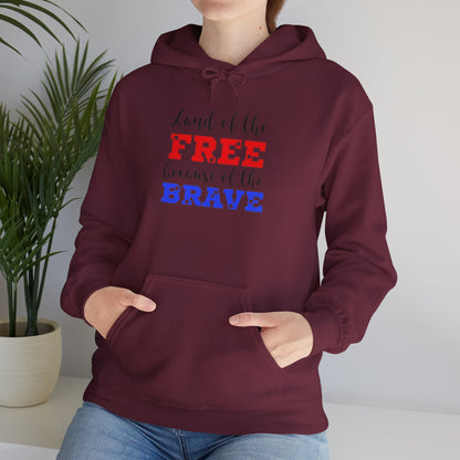 Land of The Free Because of the Brave hoodie, Heavy Blend™ Hooded Sweatshirt