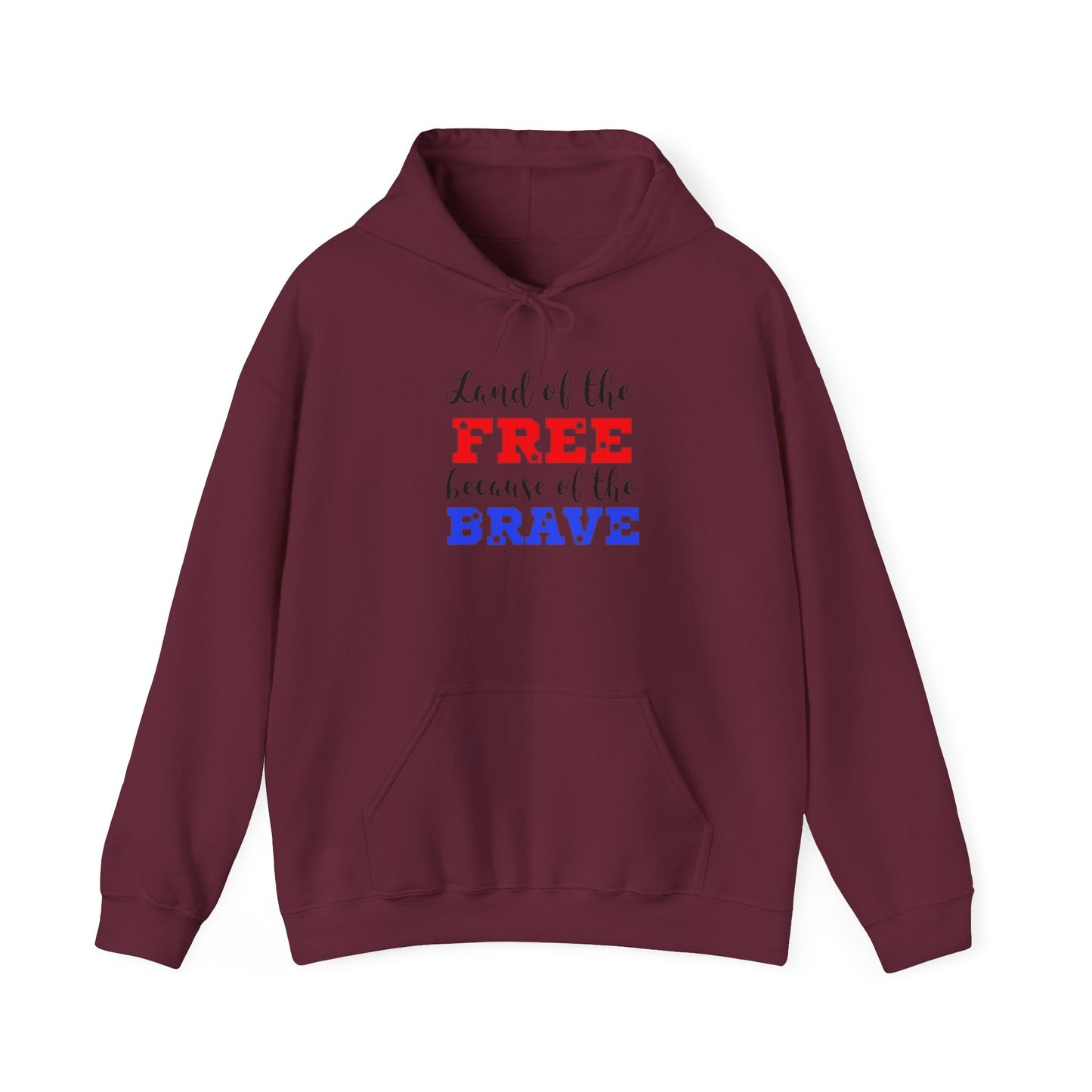 Land of The Free Because of the Brave hoodie, Heavy Blend™ Hooded Sweatshirt