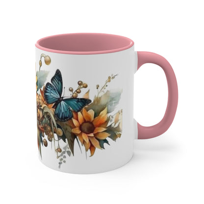 Butterflies and Sunflowers, Accent Coffee Mug, 11oz
