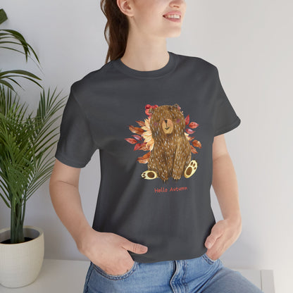 Hello Autumn Bear Jersey Short Sleeve Tee
