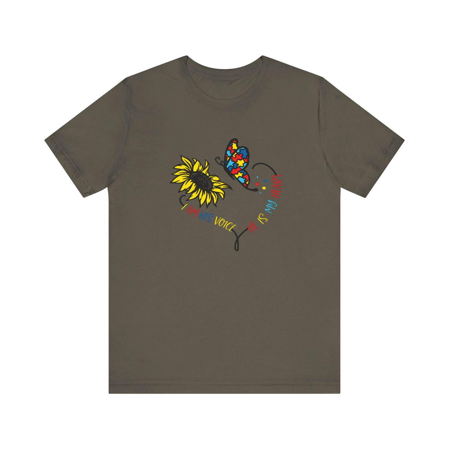 I Am His Voice, He Is My Heart Autism Shirt, Jersey Short Sleeve Tee