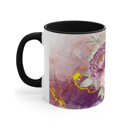 Purple and Pink Electric Flowers, Accent Coffee Mug, 11oz