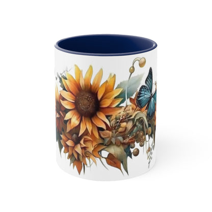 Butterflies and Sunflowers, Accent Coffee Mug, 11oz