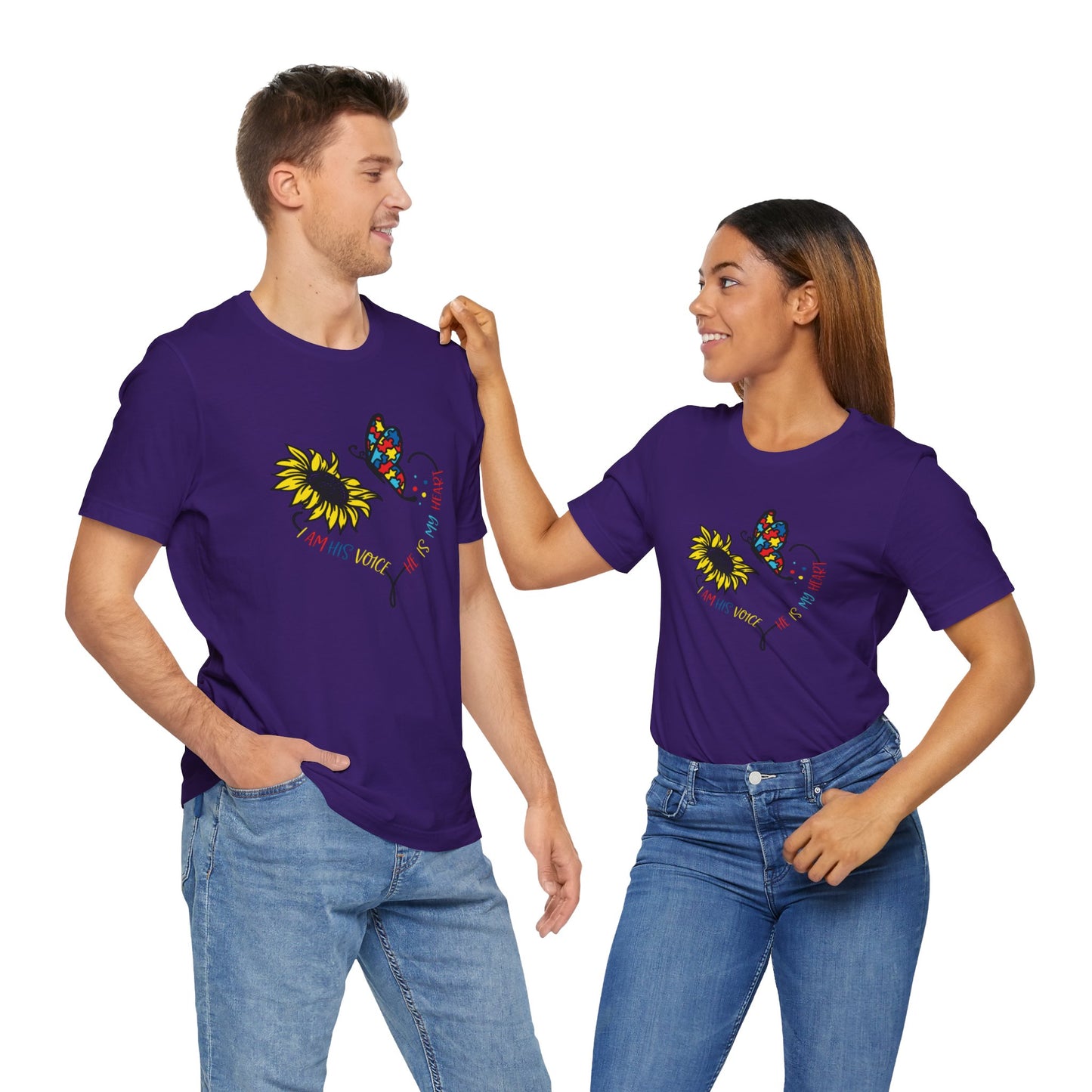 I Am His Voice, He Is My Heart Autism Shirt, Jersey Short Sleeve Tee