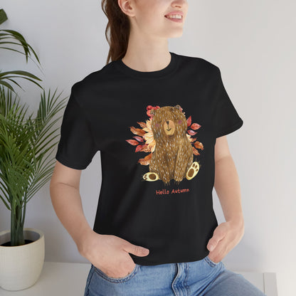 Hello Autumn Bear Jersey Short Sleeve Tee