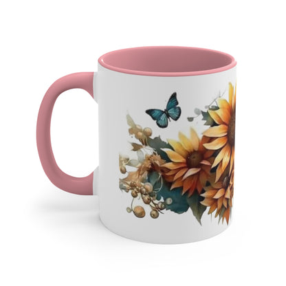Butterflies and Sunflowers, Accent Coffee Mug, 11oz