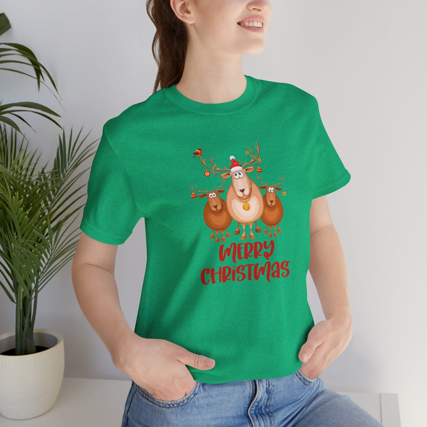 Merry Christmas Deer, Jersey Short Sleeve Tee