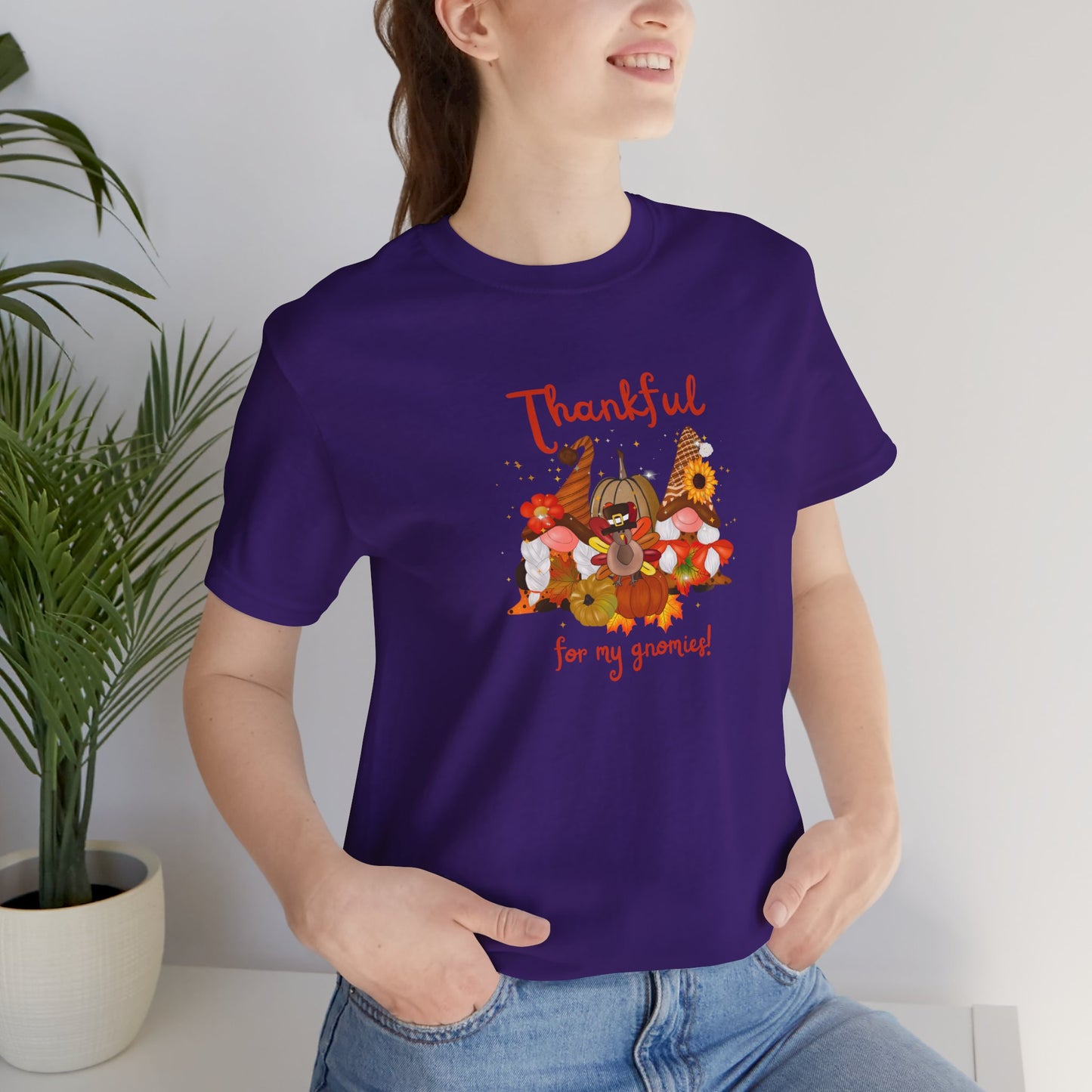 Thankful For My Gnomies, Jersey Short Sleeve Tee