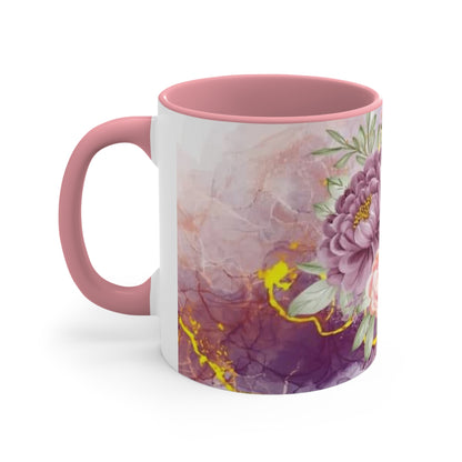 Purple and Pink Electric Flowers, Accent Coffee Mug, 11oz