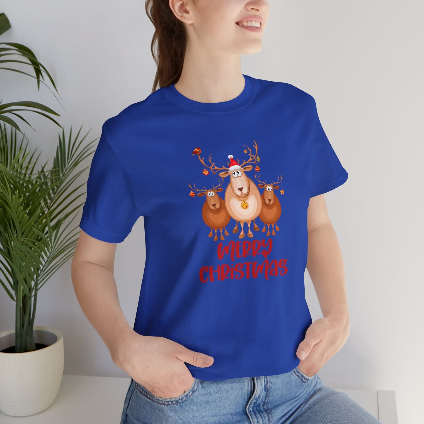 Merry Christmas Deer, Jersey Short Sleeve Tee
