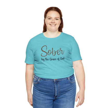 Sober By The Grace of God. Jersey Short Sleeve Tee