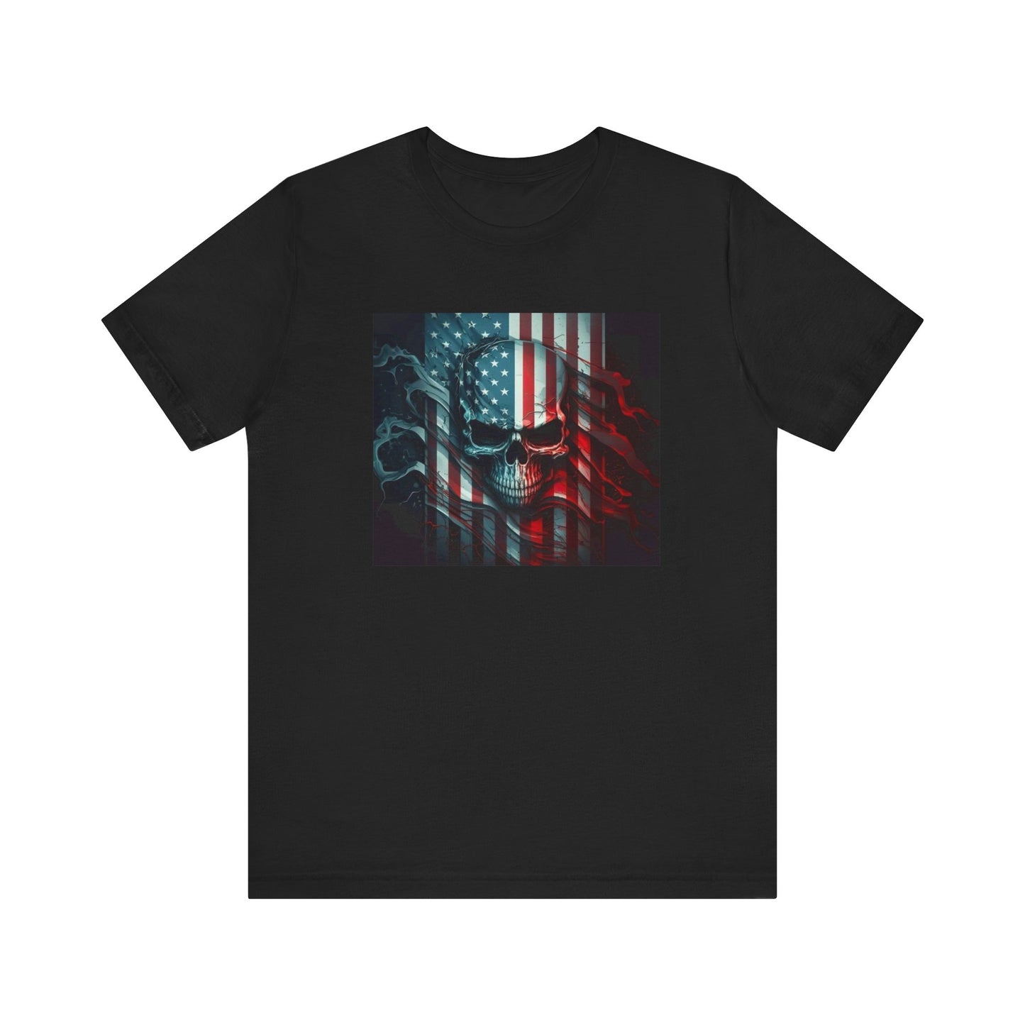 Skull With American Flag, Jersey Short Sleeve Tee