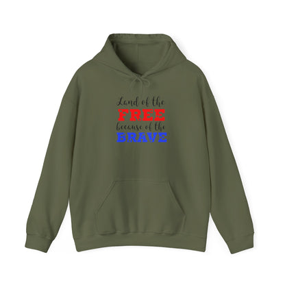 Land of The Free Because of the Brave hoodie, Heavy Blend™ Hooded Sweatshirt