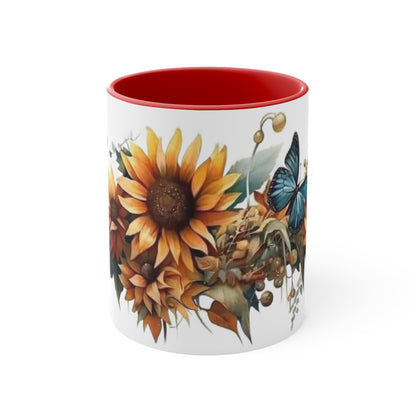 Butterflies and Sunflowers, Accent Coffee Mug, 11oz