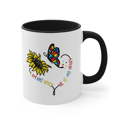I Am His Voice, He Is My Heart,  Accent Coffee Mug, 11oz