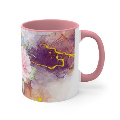 Purple and Pink Electric Flowers, Accent Coffee Mug, 11oz