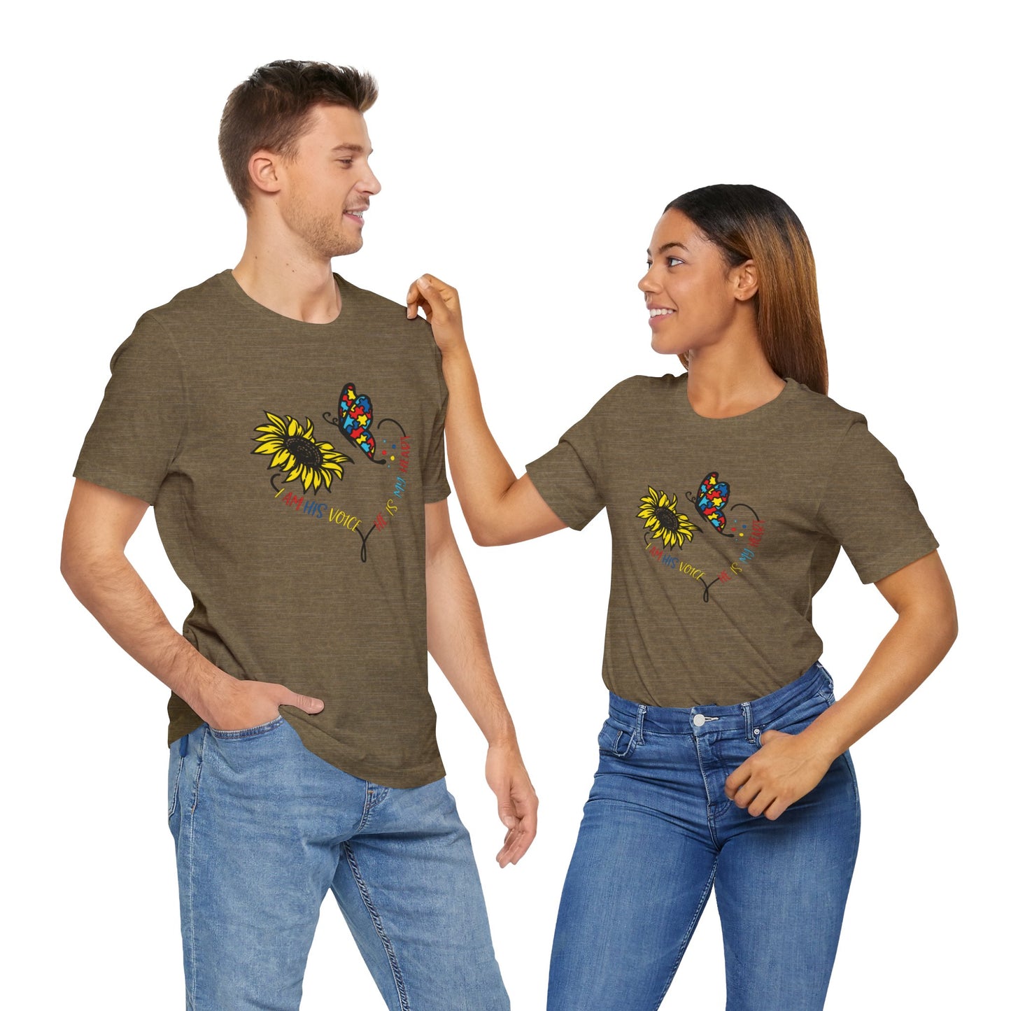 I Am His Voice, He Is My Heart Autism Shirt, Jersey Short Sleeve Tee