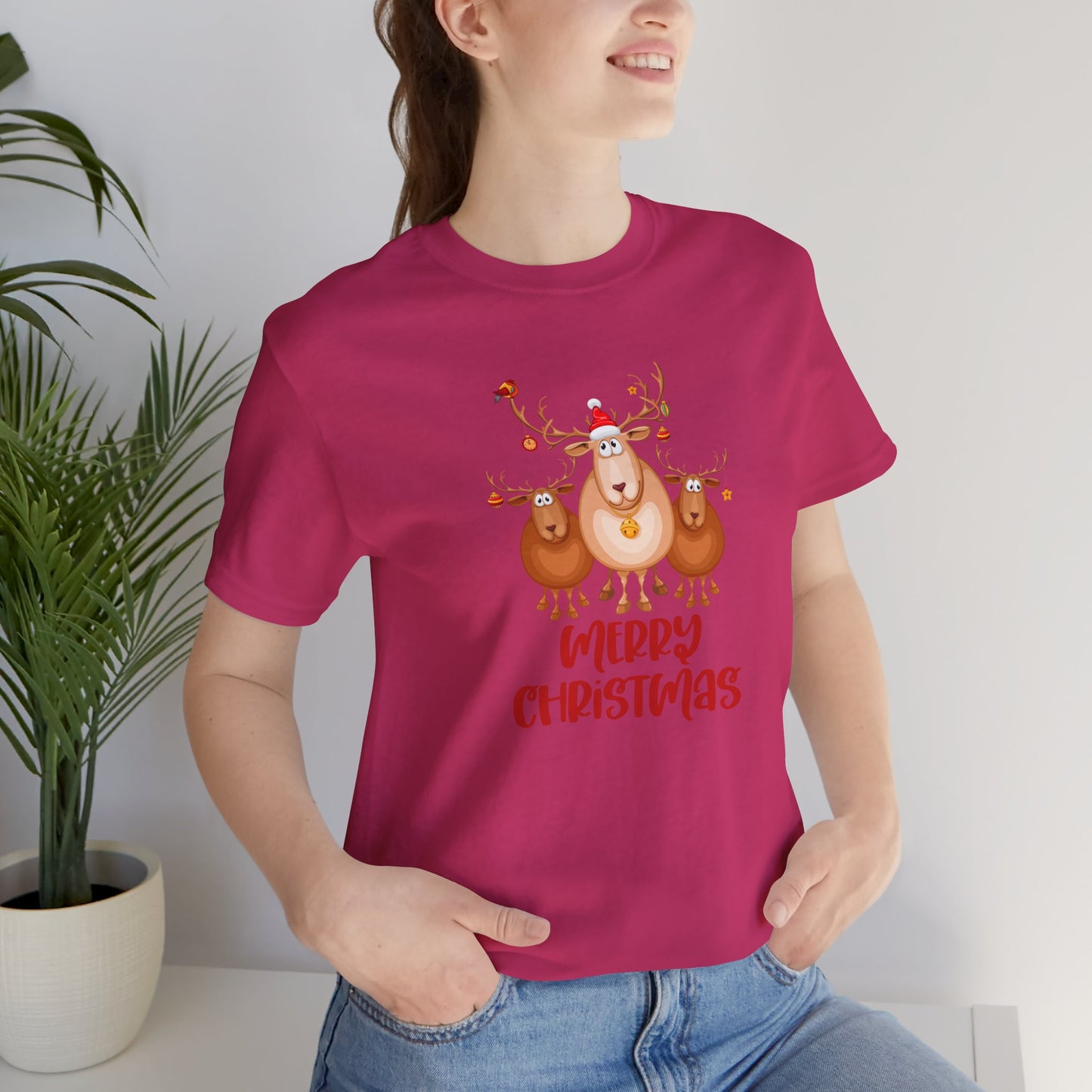 Merry Christmas Deer, Jersey Short Sleeve Tee