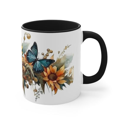 Butterflies and Sunflowers, Accent Coffee Mug, 11oz
