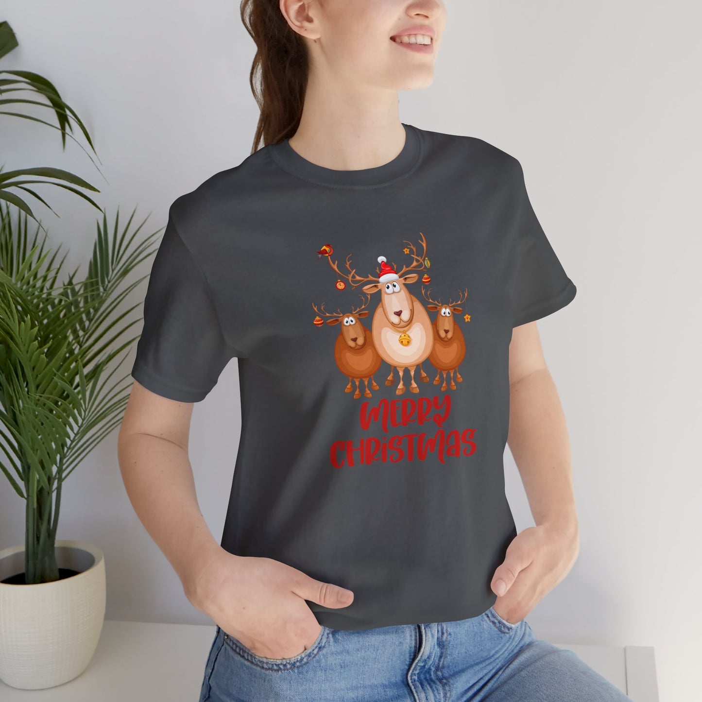 Merry Christmas Deer, Jersey Short Sleeve Tee