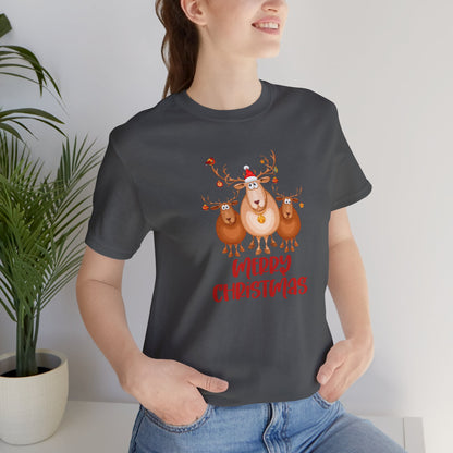 Merry Christmas Deer, Jersey Short Sleeve Tee