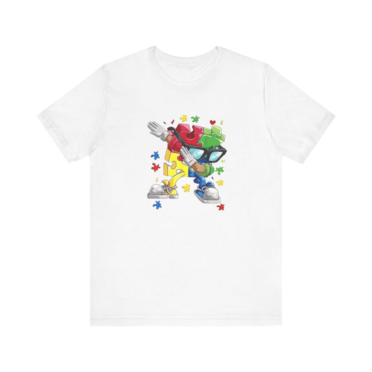 Autism Dancing Puzzle, Unisex Jersey Short Sleeve Tee