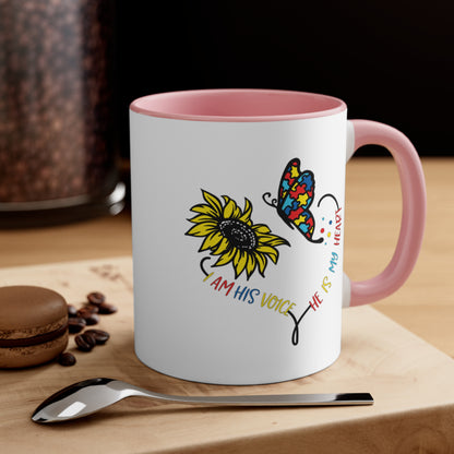 I Am His Voice, He Is My Heart,  Accent Coffee Mug, 11oz