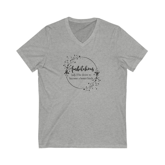 Ambitchous Women's Jersey Short Sleeve V-Neck Tee
