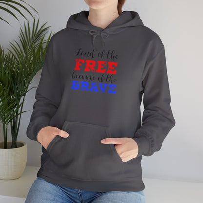 Land of The Free Because of the Brave hoodie, Heavy Blend™ Hooded Sweatshirt