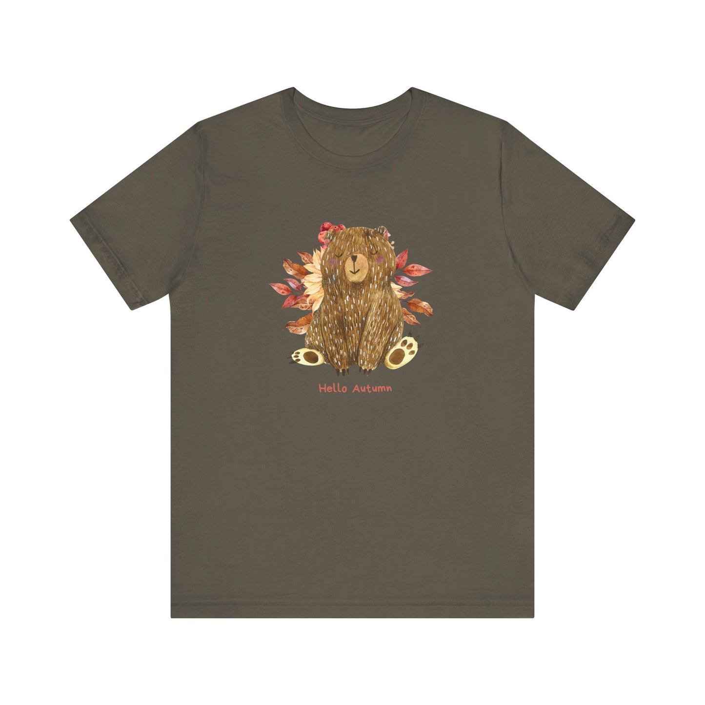 Hello Autumn Bear Jersey Short Sleeve Tee