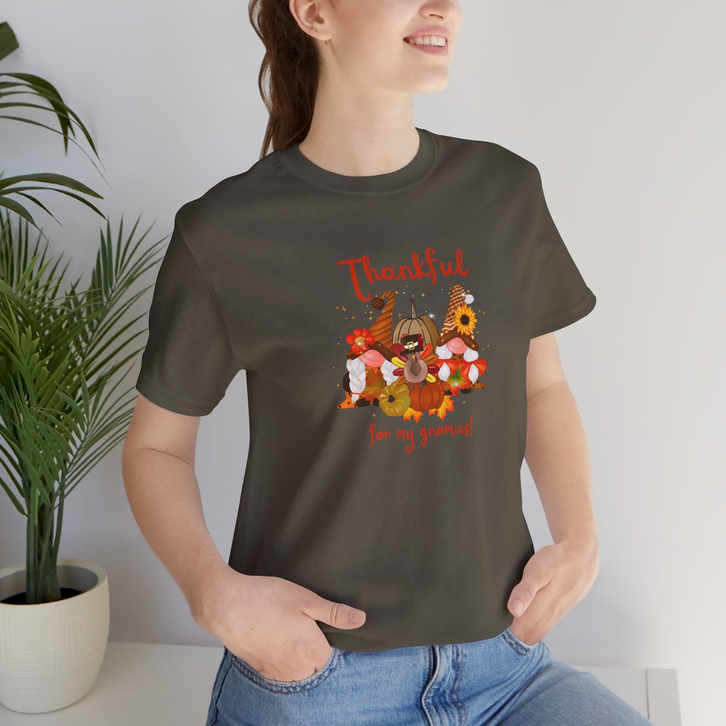 Thankful For My Gnomies, Jersey Short Sleeve Tee