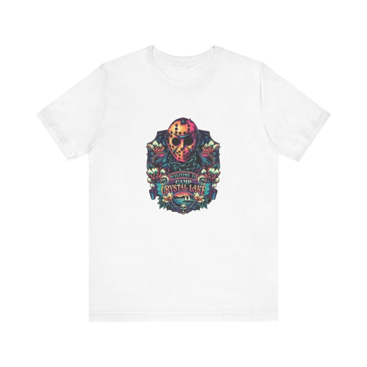 Welcome to Camp Crystal Lake Halloween T-Shirt, Unisex Jersey Short Sleeve Tee
