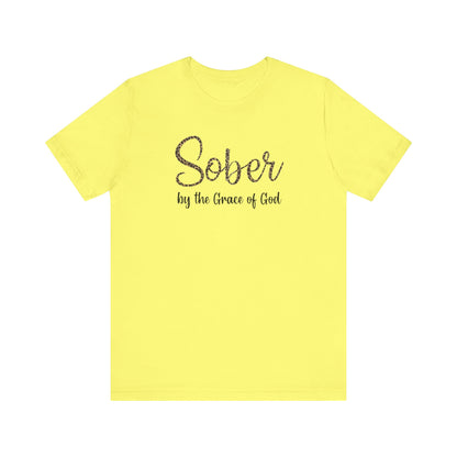 Sober By The Grace of God. Jersey Short Sleeve Tee