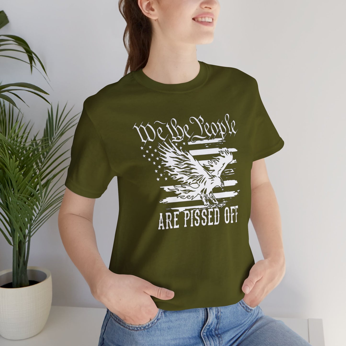 We The People Are Pissed Off, Printed in White Jersey Short Sleeve Tee