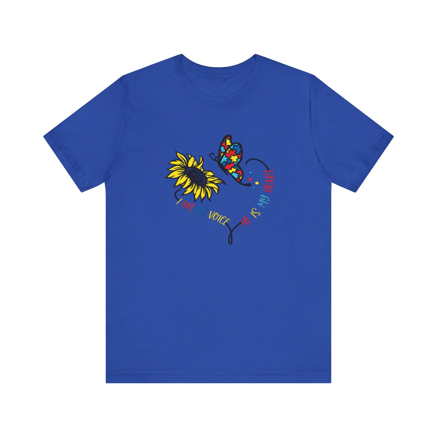 I Am His Voice, He Is My Heart Autism Shirt, Jersey Short Sleeve Tee
