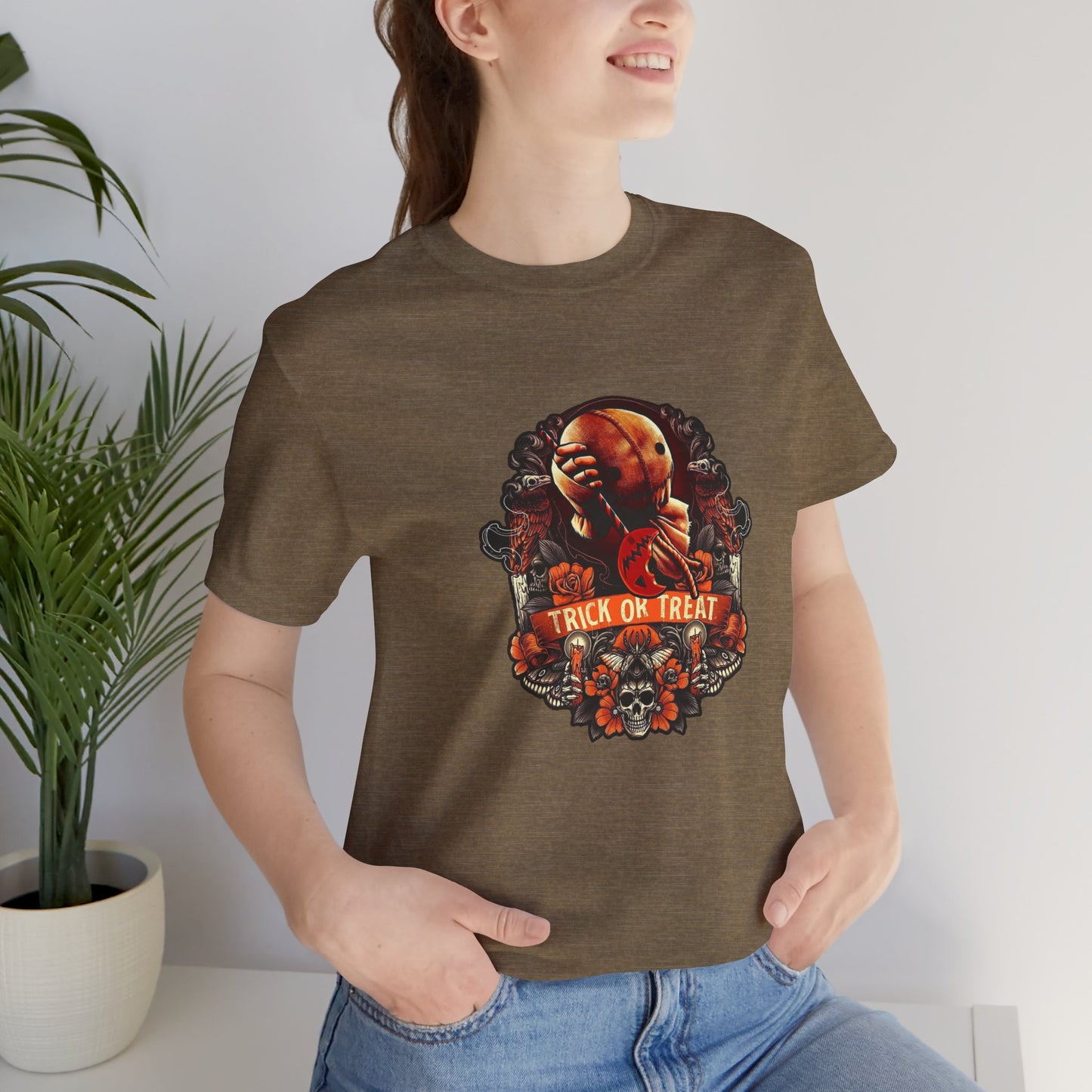 Halloween Trick or Treat T-Shirt, Unisex Jersey Short Sleeve Tee