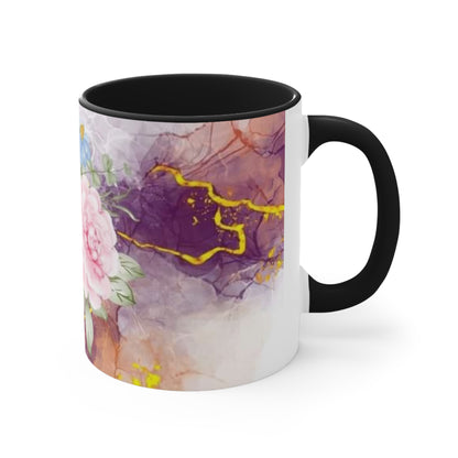 Purple and Pink Electric Flowers, Accent Coffee Mug, 11oz