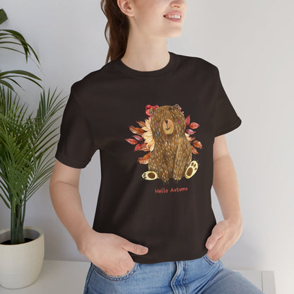 Hello Autumn Bear Jersey Short Sleeve Tee